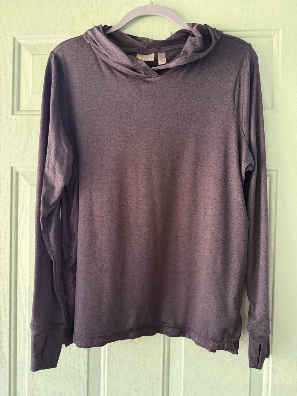 Zella Heathered Charcoal Hooded Long Sleeve Top